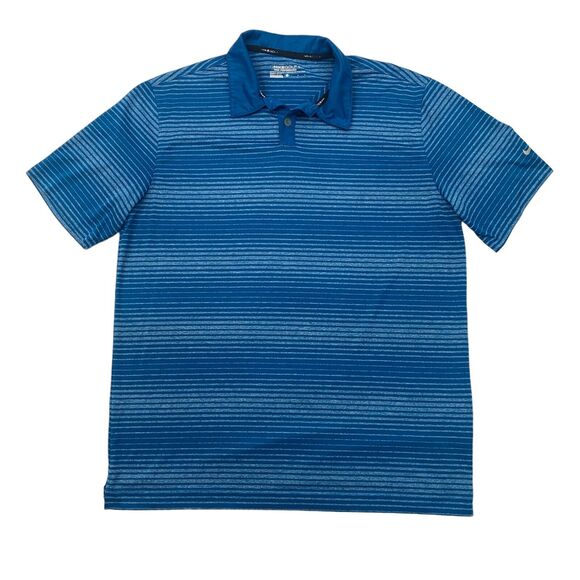 Nike Polo Shirt Mens L Blue Dri Fit Golf Tour Performance Innovation Stripe - Picture 1 of 11